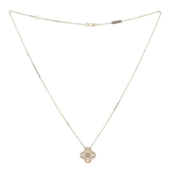 Van Cleef & Arpels Vintage Alhambra Pendant Necklace 18K White Gold and Diamonds - Picture 3 of 5